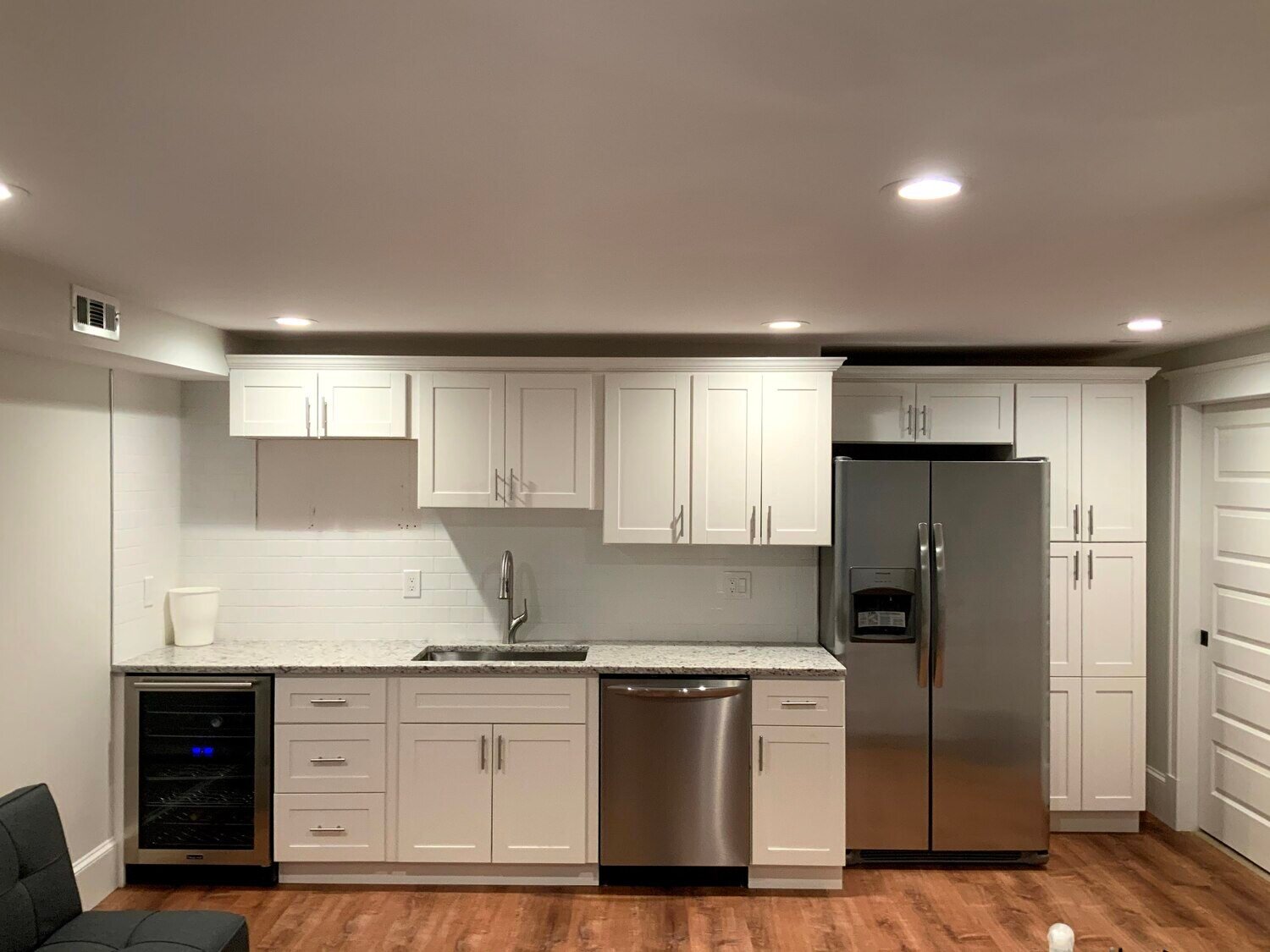 apartment kitchen in remodeled basement