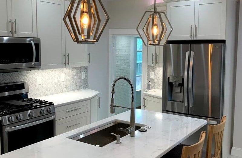 Boston, MA kitchen remodel with sink in island by Honorato Company